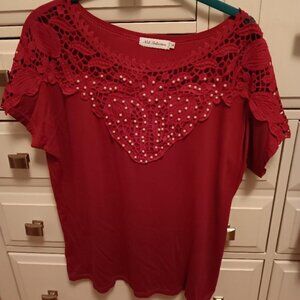 Red Top and Printed Red Skort